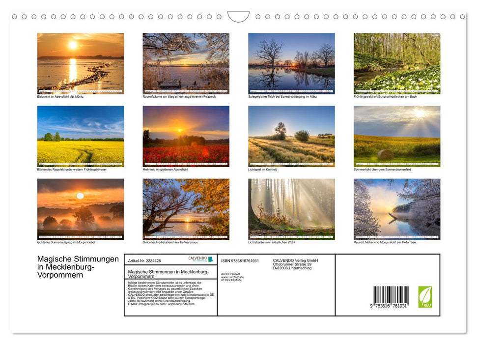 Magische Stimmungen in Mecklenburg-Vorpommern (CALVENDO Wandkalender 2027)
