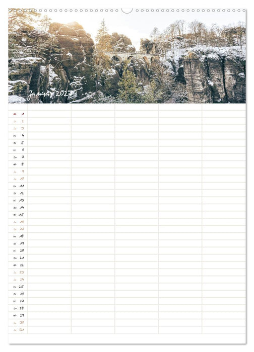 Familienkalender - Wandern im Elbsandsteingebirge (CALVENDO Wandkalender 2027)