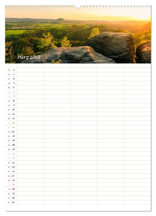 Familienkalender - Wandern im Elbsandsteingebirge (CALVENDO Wandkalender 2027)