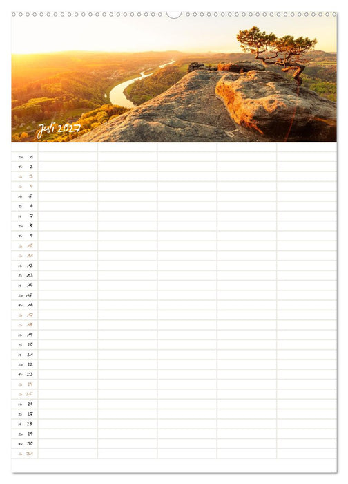 Familienkalender - Wandern im Elbsandsteingebirge (CALVENDO Premium Wandkalender 2027)