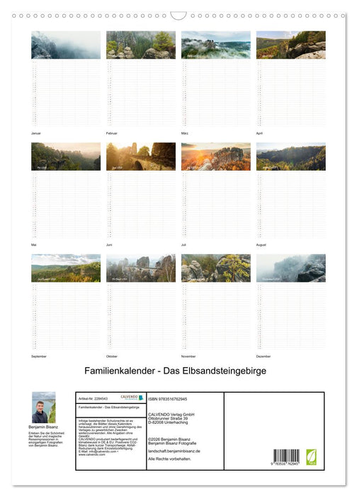 Familienkalender - Das Elbsandsteingebirge (CALVENDO Wandkalender 2027)