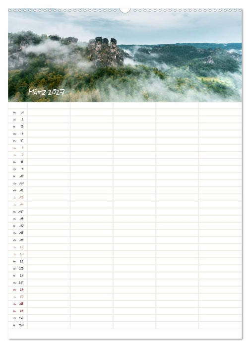 Familienkalender - Das Elbsandsteingebirge (CALVENDO Premium Wandkalender 2027)