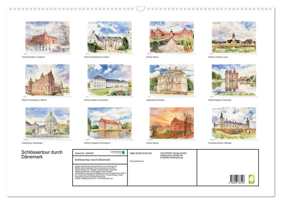Schlössertour durch Dänemark (CALVENDO Wandkalender 2027)