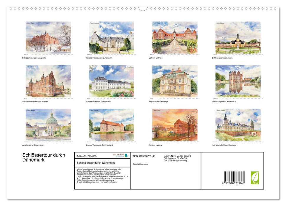 Schlössertour durch Dänemark (CALVENDO Premium Wandkalender 2027)