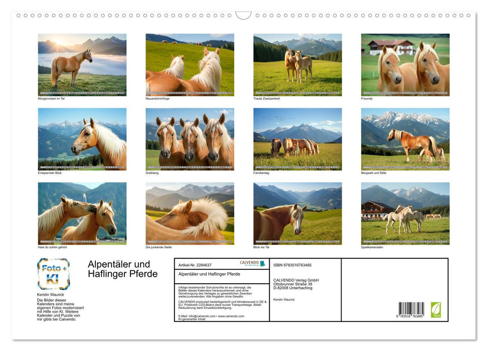Alpentäler und Haflinger Pferde (CALVENDO Wandkalender 2027)