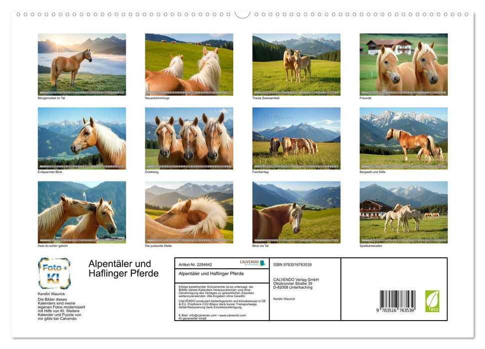 Alpentäler und Haflinger Pferde (CALVENDO Premium Wandkalender 2027)