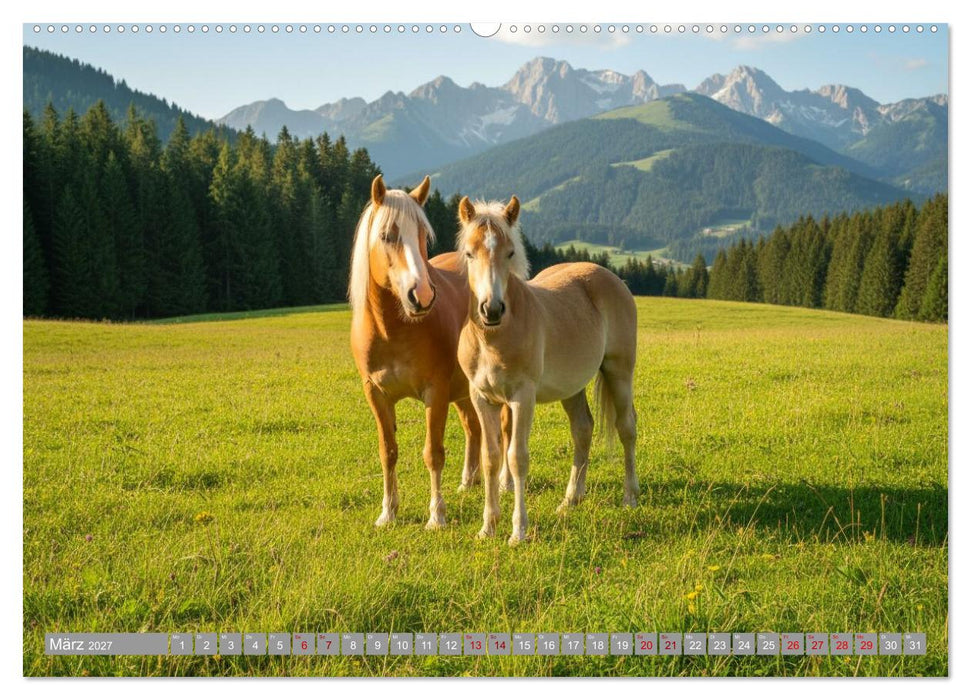 Alpentäler und Haflinger Pferde (CALVENDO Premium Wandkalender 2027)