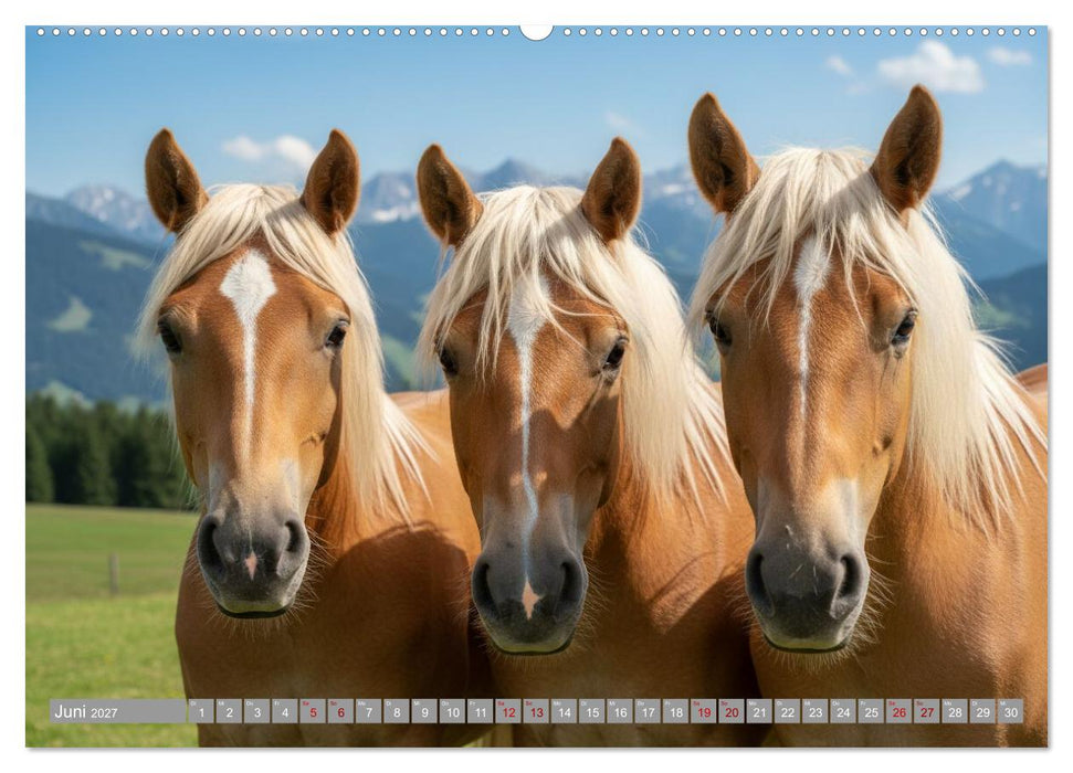 Alpentäler und Haflinger Pferde (CALVENDO Premium Wandkalender 2027)