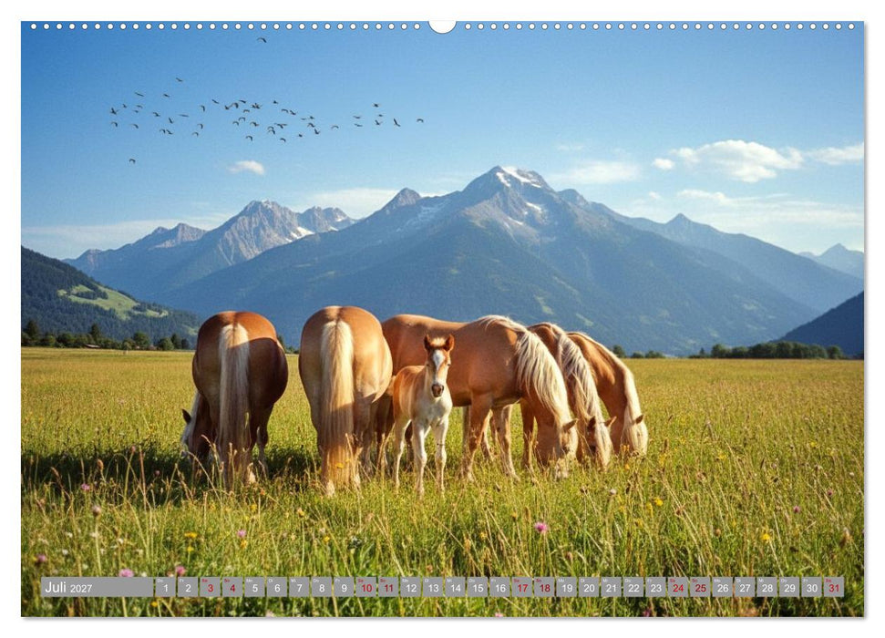 Alpentäler und Haflinger Pferde (CALVENDO Premium Wandkalender 2027)
