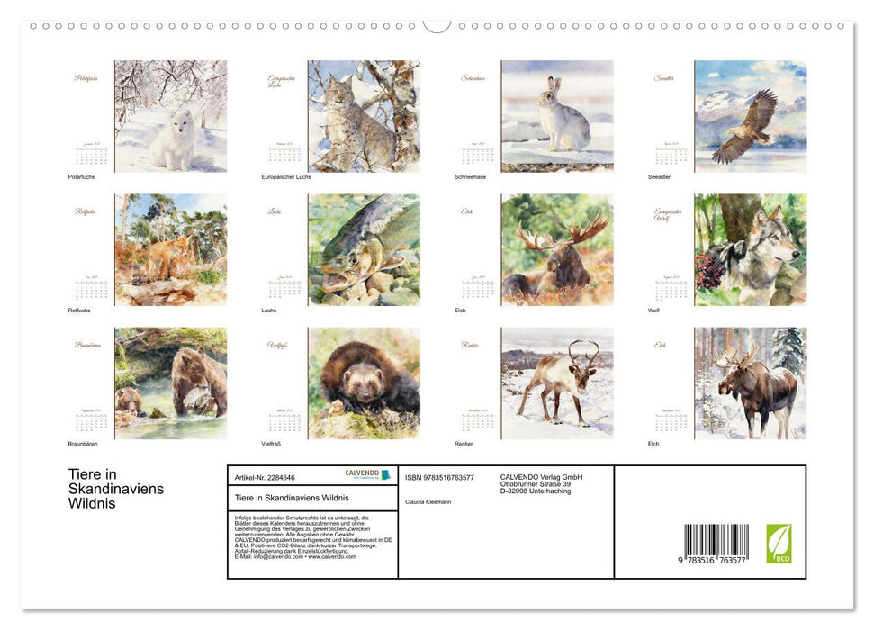 Tiere in Skandinaviens Wildnis (CALVENDO Premium Wandkalender 2027)