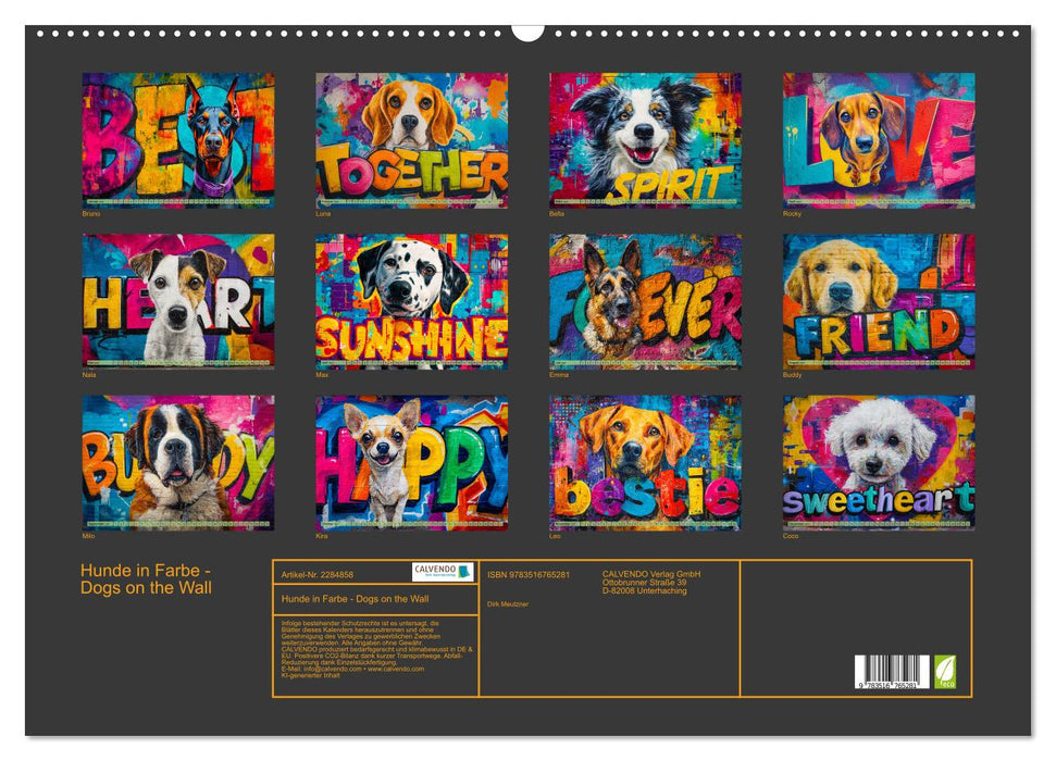 Hunde in Farbe - Dogs on the Wall (CALVENDO Wandkalender 2027)