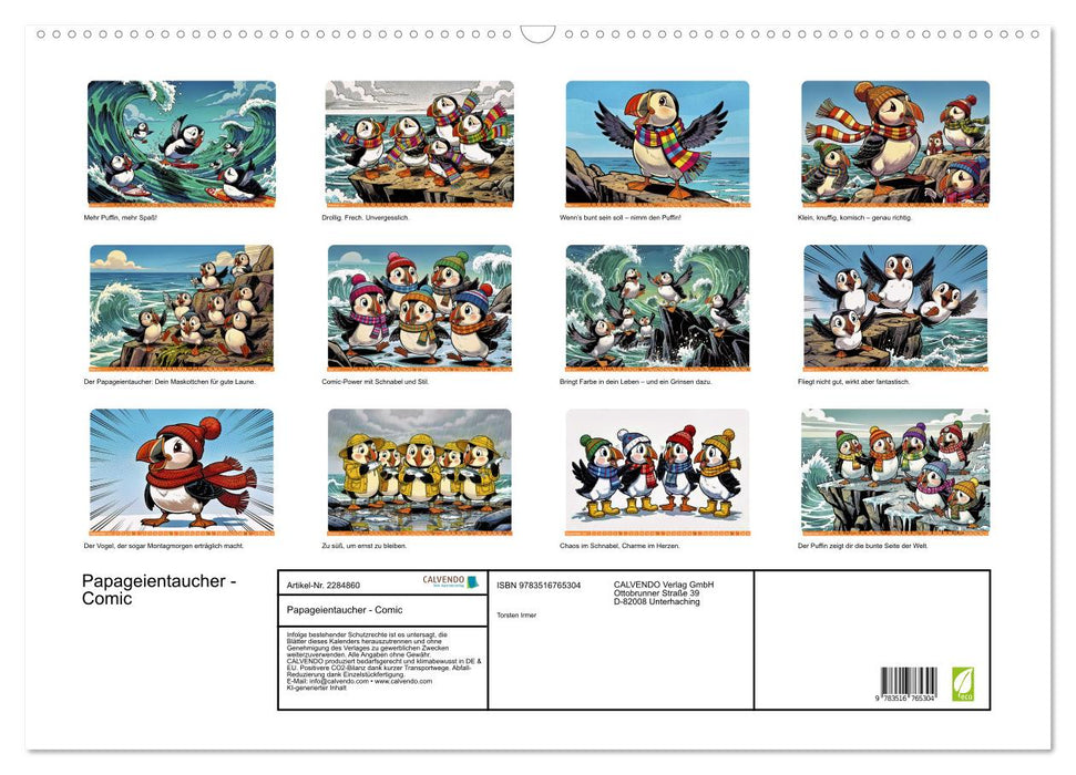 Papageientaucher - Comic (CALVENDO Wandkalender 2027)