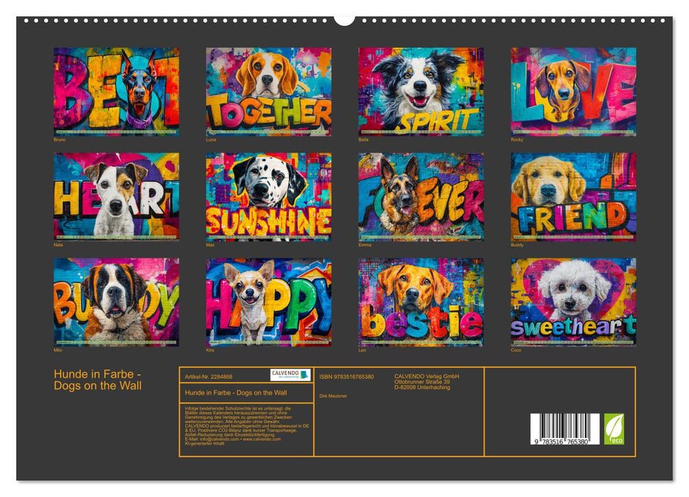 Hunde in Farbe - Dogs on the Wall (CALVENDO Premium Wandkalender 2027)