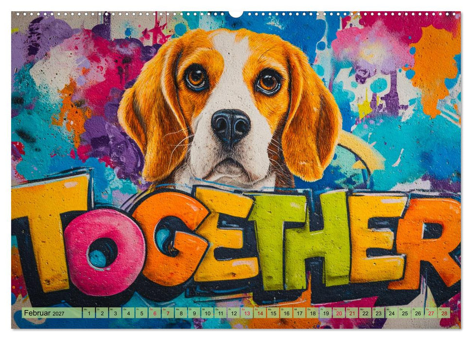 Hunde in Farbe - Dogs on the Wall (CALVENDO Premium Wandkalender 2027)