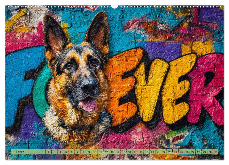 Hunde in Farbe - Dogs on the Wall (CALVENDO Premium Wandkalender 2027)