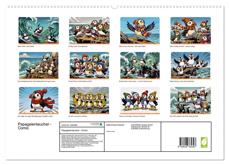 Papageientaucher - Comic (CALVENDO Premium Wandkalender 2027)