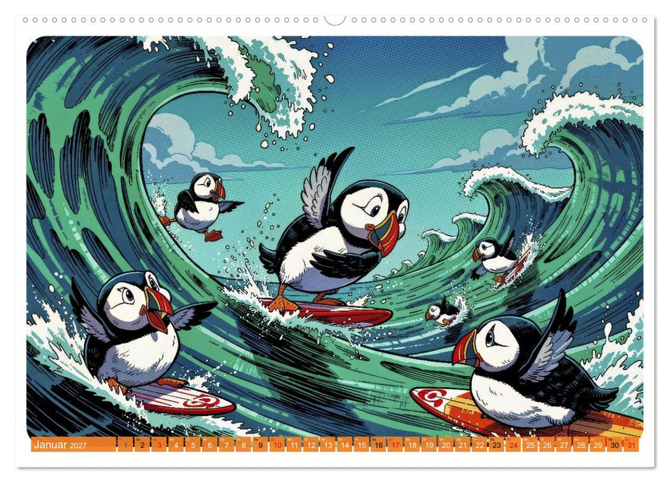 Papageientaucher - Comic (CALVENDO Premium Wandkalender 2027)