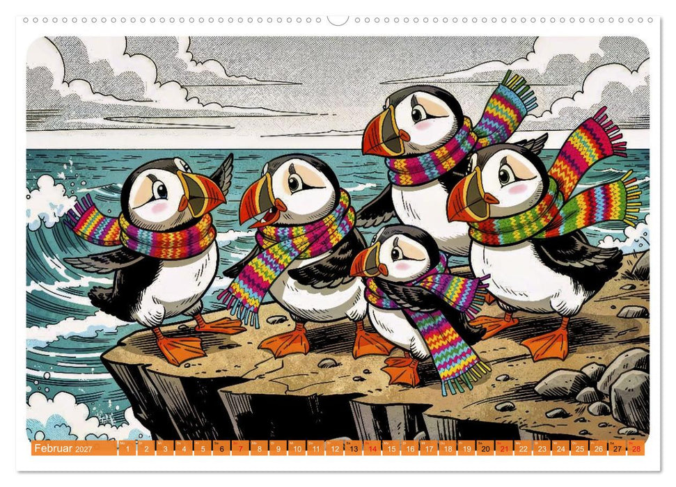 Papageientaucher - Comic (CALVENDO Premium Wandkalender 2027)