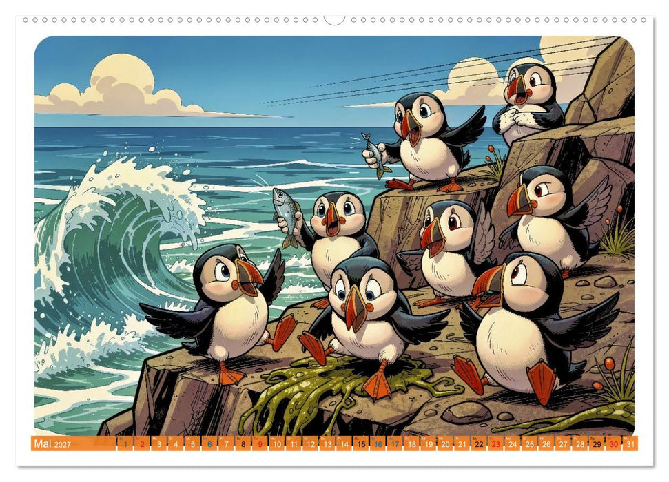 Papageientaucher - Comic (CALVENDO Premium Wandkalender 2027)