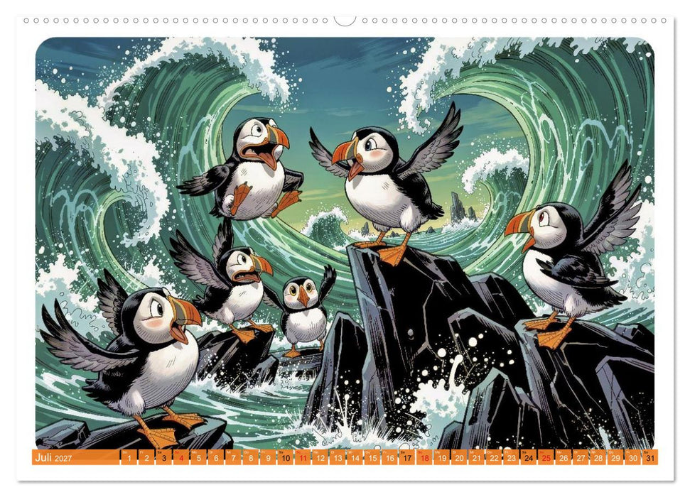 Papageientaucher - Comic (CALVENDO Premium Wandkalender 2027)