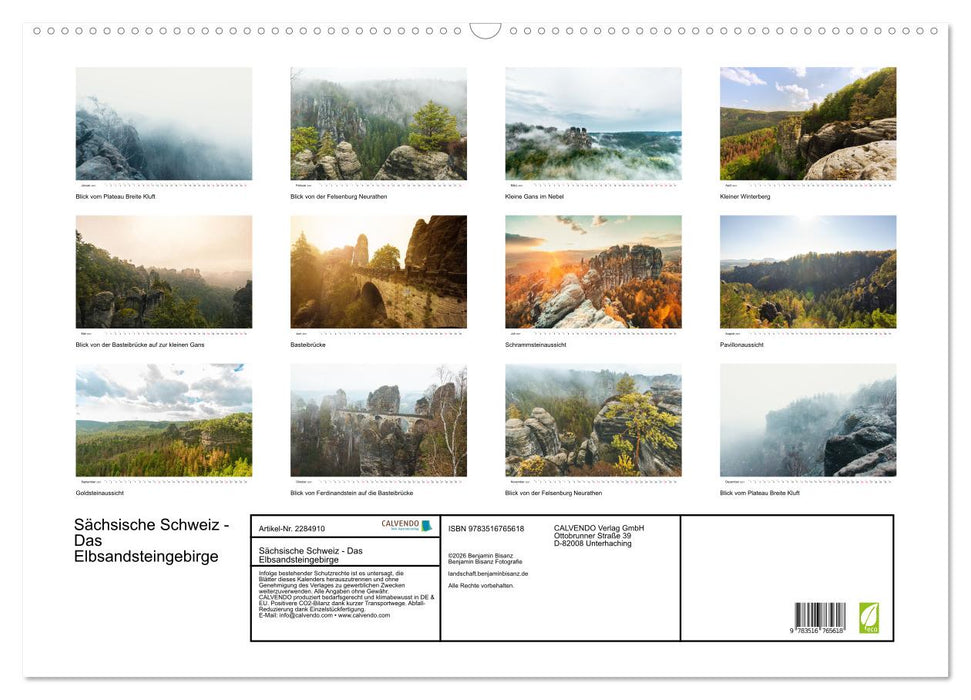 Sächsische Schweiz - Das Elbsandsteingebirge (CALVENDO Wandkalender 2027)