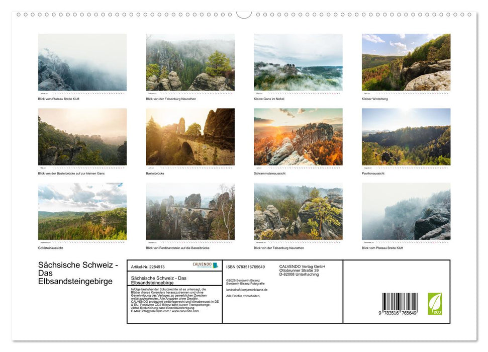 Sächsische Schweiz - Das Elbsandsteingebirge (CALVENDO Premium Wandkalender 2027)