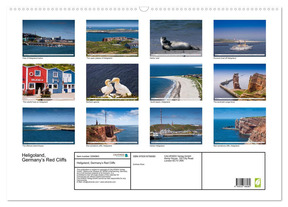Heligoland, Germany’s Red Cliffs (CALVENDO Monthly Calendar 2027)