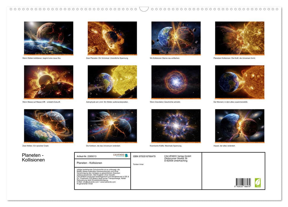 Planeten - Kollisionen (CALVENDO Wandkalender 2027)