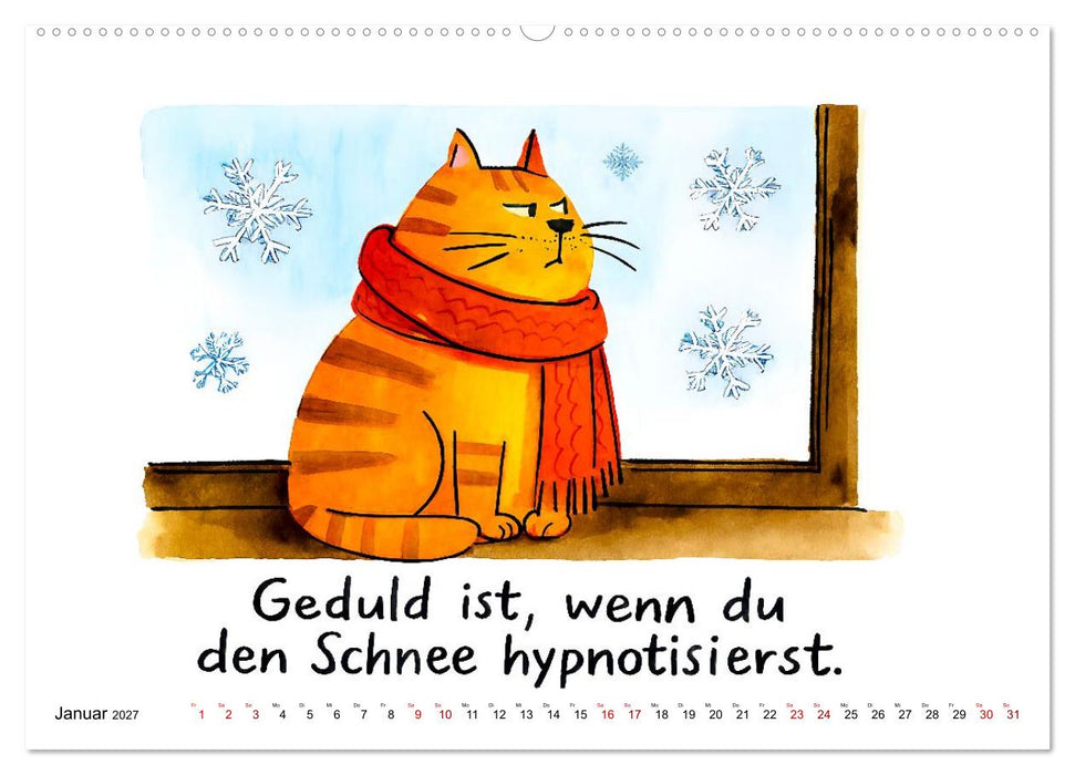 Freche Katzen - Humorvolle Sprüche und charmante Comics (CALVENDO Wandkalender 2027)