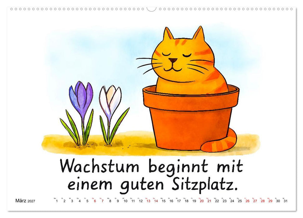 Freche Katzen - Humorvolle Sprüche und charmante Comics (CALVENDO Wandkalender 2027)