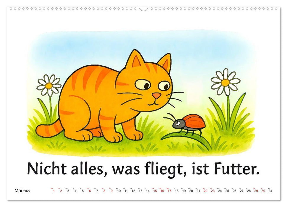 Freche Katzen - Humorvolle Sprüche und charmante Comics (CALVENDO Wandkalender 2027)
