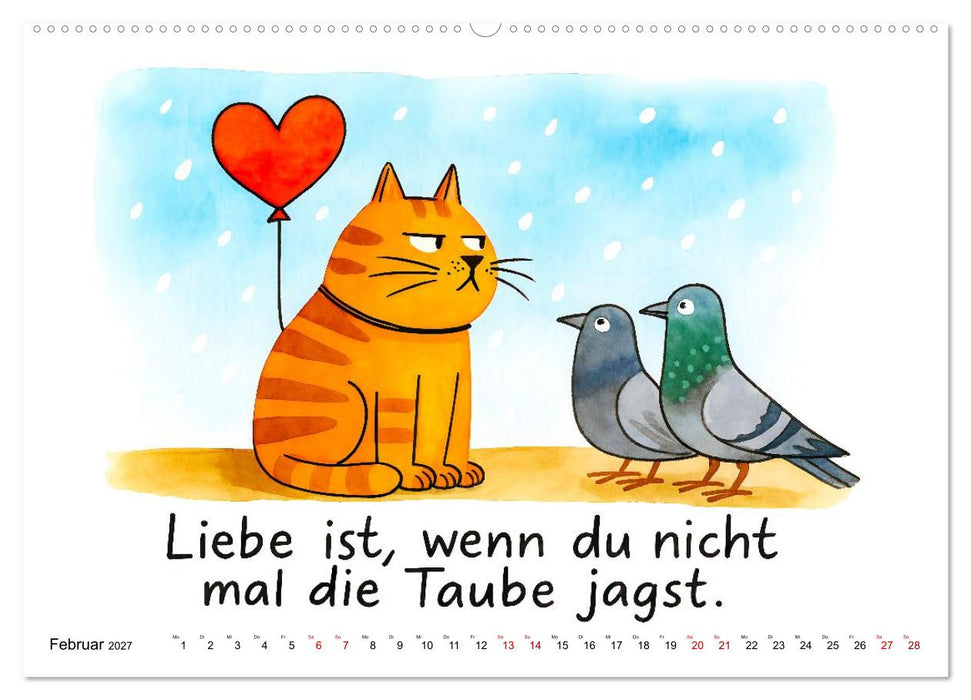 Freche Katzen - Humorvolle Sprüche und charmante Comics (CALVENDO Premium Wandkalender 2027)