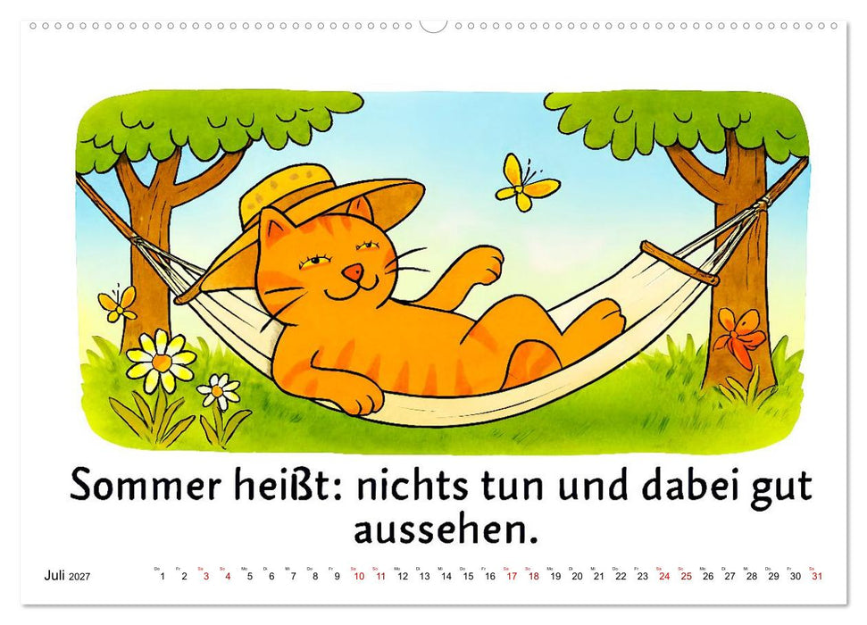 Freche Katzen - Humorvolle Sprüche und charmante Comics (CALVENDO Premium Wandkalender 2027)