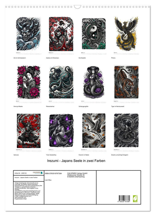 Irezumi - Japans Seele in zwei Farben (CALVENDO Wandkalender 2027)