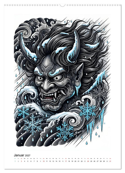 Irezumi - Japans Seele in zwei Farben (CALVENDO Wandkalender 2027)