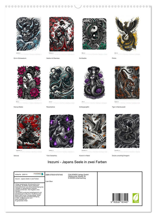 Irezumi - Japans Seele in zwei Farben (CALVENDO Premium Wandkalender 2027)
