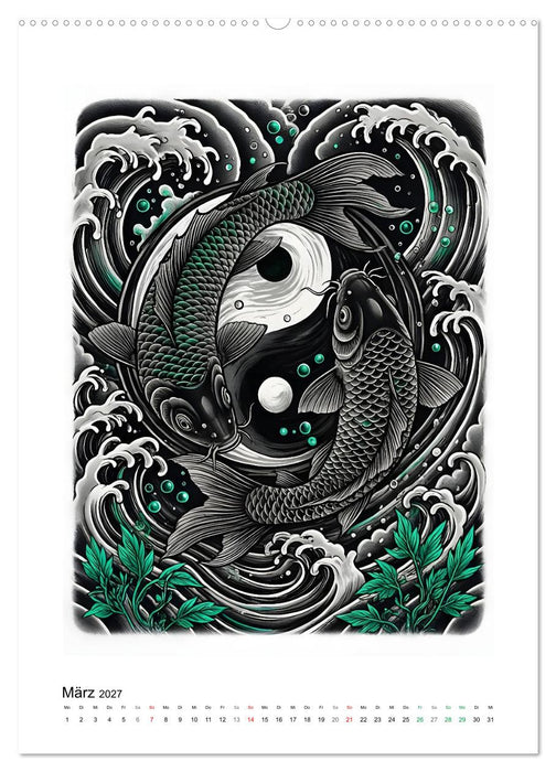 Irezumi - Japans Seele in zwei Farben (CALVENDO Premium Wandkalender 2027)
