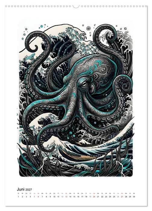 Irezumi - Japans Seele in zwei Farben (CALVENDO Premium Wandkalender 2027)