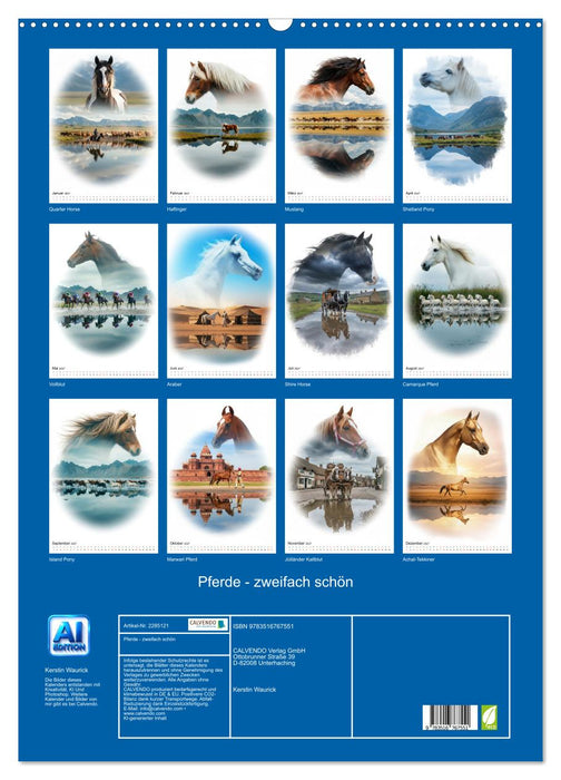 Pferde - zweifach schön (CALVENDO Wandkalender 2027)