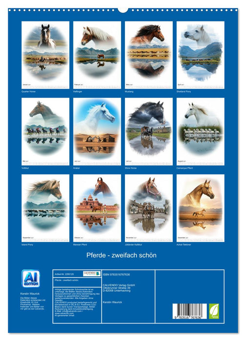 Pferde - zweifach schön (CALVENDO Premium Wandkalender 2027)