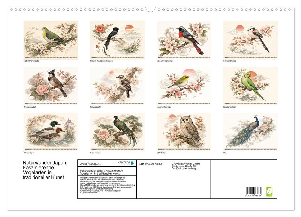 Naturwunder Japan: Faszinierende Vogelarten in traditioneller Kunst (CALVENDO Wandkalender 2027)