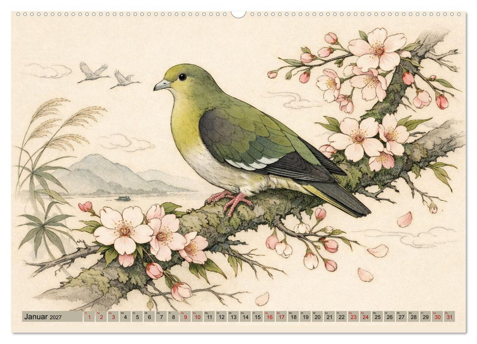 Naturwunder Japan: Faszinierende Vogelarten in traditioneller Kunst (CALVENDO Wandkalender 2027)