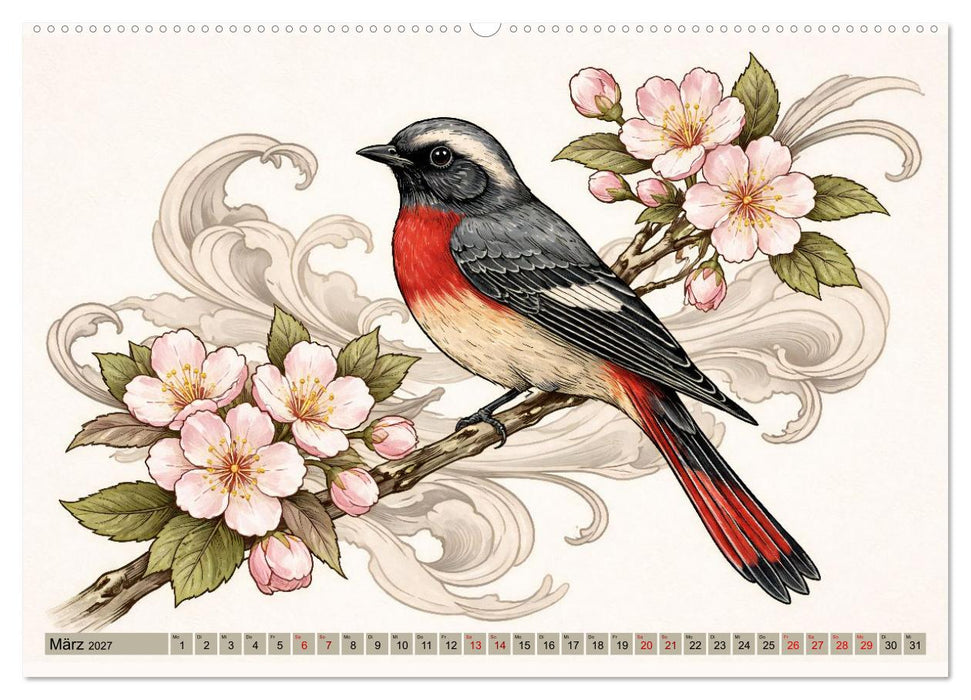 Naturwunder Japan: Faszinierende Vogelarten in traditioneller Kunst (CALVENDO Wandkalender 2027)