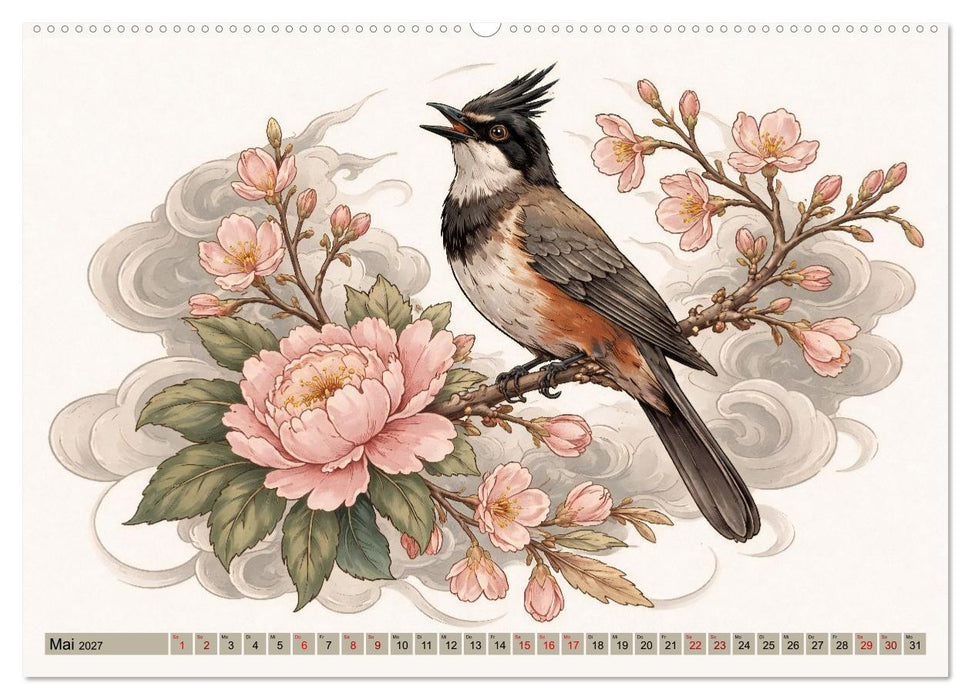 Naturwunder Japan: Faszinierende Vogelarten in traditioneller Kunst (CALVENDO Wandkalender 2027)