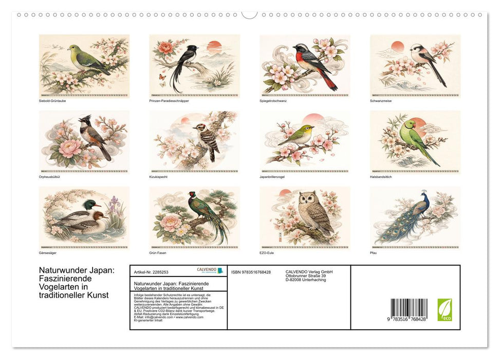 Naturwunder Japan: Faszinierende Vogelarten in traditioneller Kunst (CALVENDO Premium Wandkalender 2027)