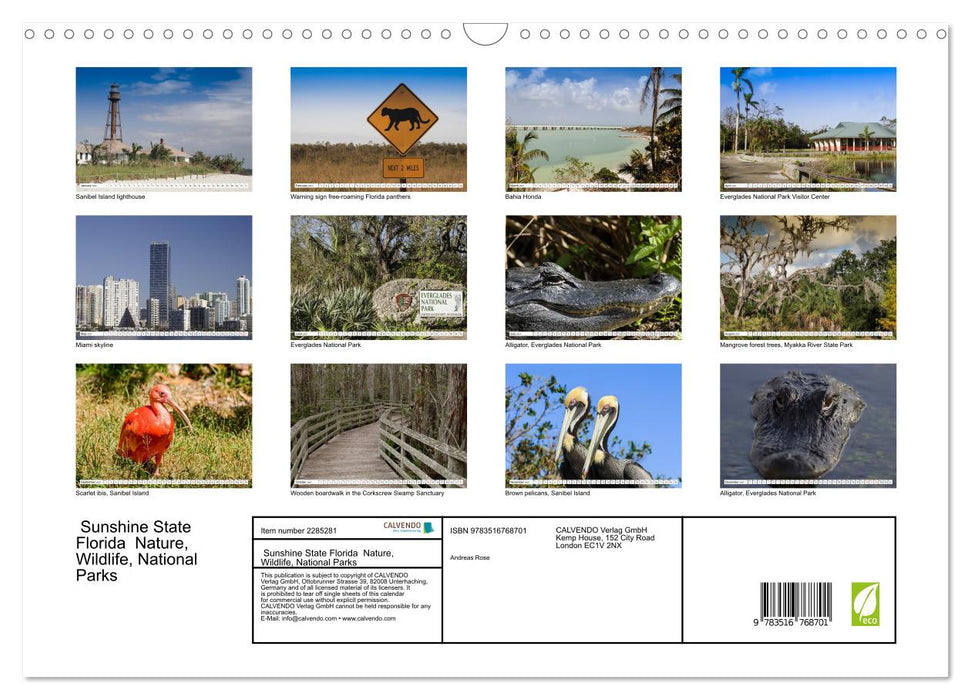 Sunshine State Florida Nature, Wildlife, National Parks (CALVENDO Monthly Calendar 2027)