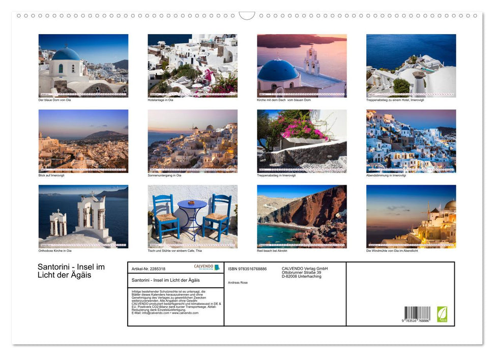 Santorini - Insel im Licht der Ägäis (CALVENDO Wandkalender 2027)