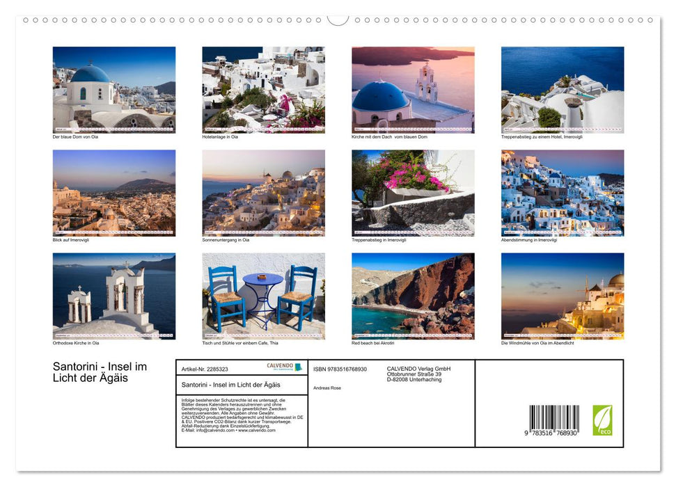 Santorini - Insel im Licht der Ägäis (CALVENDO Premium Wandkalender 2027)