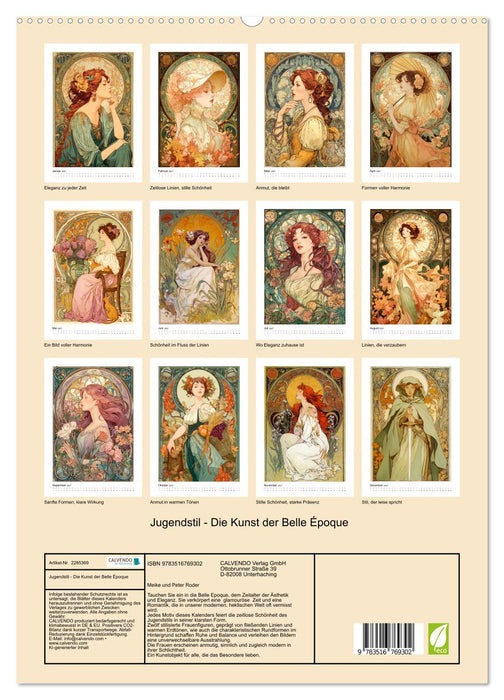 Jugendstil - Die Kunst der Belle Époque (CALVENDO Premium Wandkalender 2027)