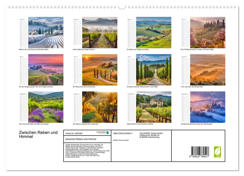 Zwischen Reben und Himmel (CALVENDO Premium Wandkalender 2027)